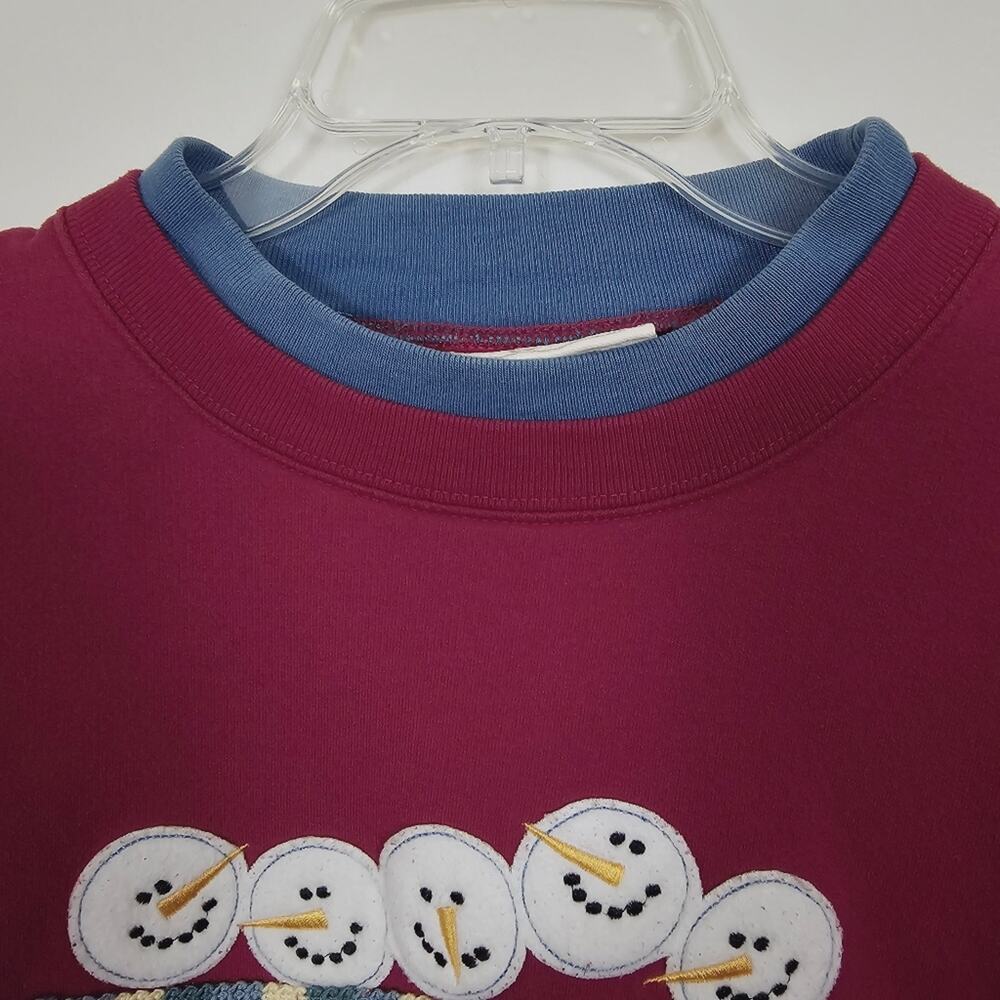 Vintage Christmas Snowman Grandma Sweatshirt Red Cozy Grannycore Cottagecore L - Picture 6 of 13